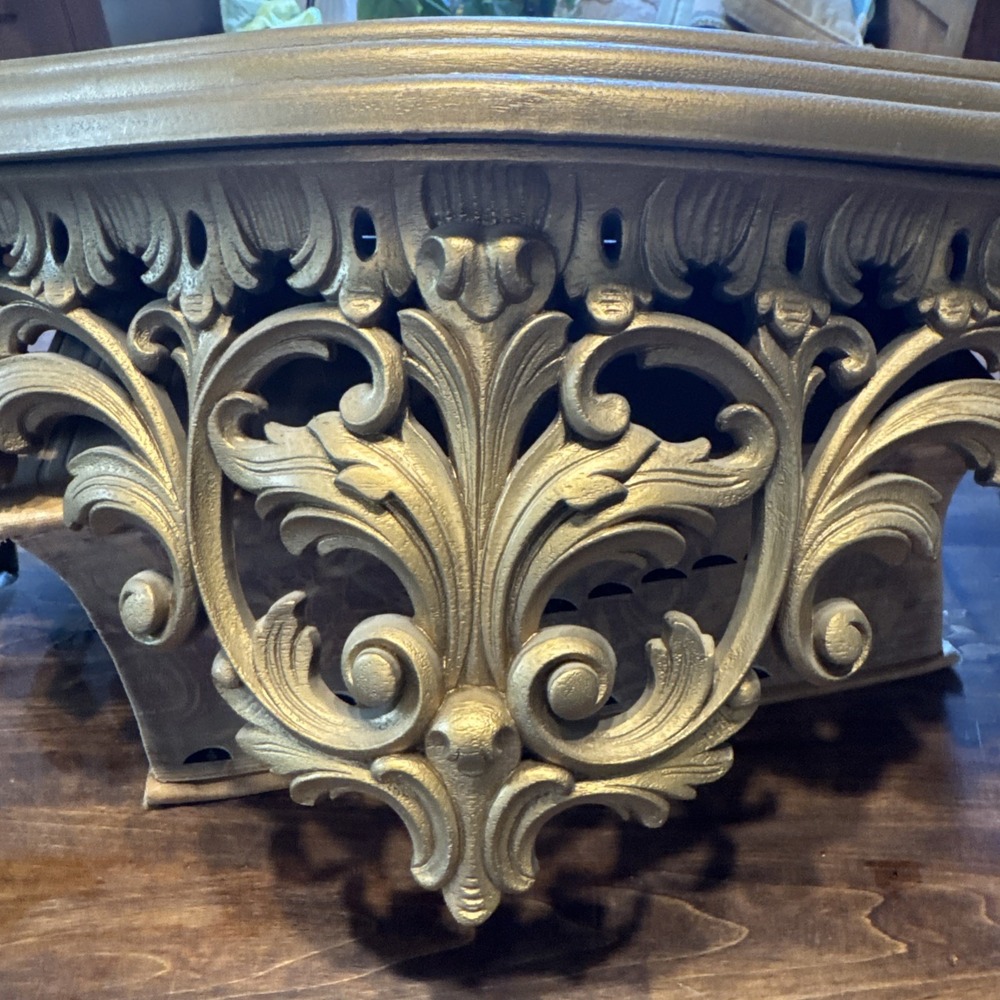 Vintage Burwood Hollywood Regency Victorian Gold Wall Shelf Resin